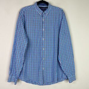 Zara Gingham Plaid Slim Fit Button Down Long Sleeve Shirt Men's Size Large